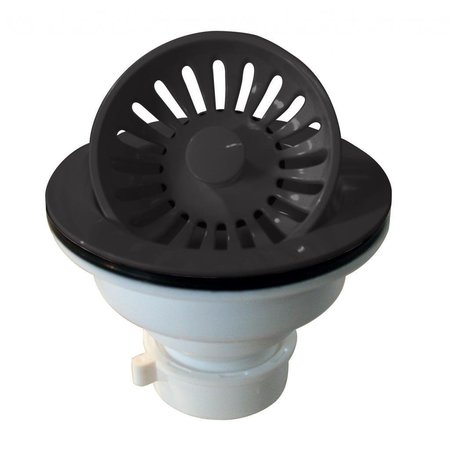 WESTBRASS Push/Pull Style Large Kitchen Basket Strainer in Powdercoated Black D2143P-54